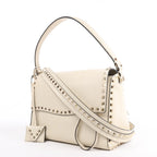 Valentino Garavani Rockstud Leather 2Way Handbag in Beige