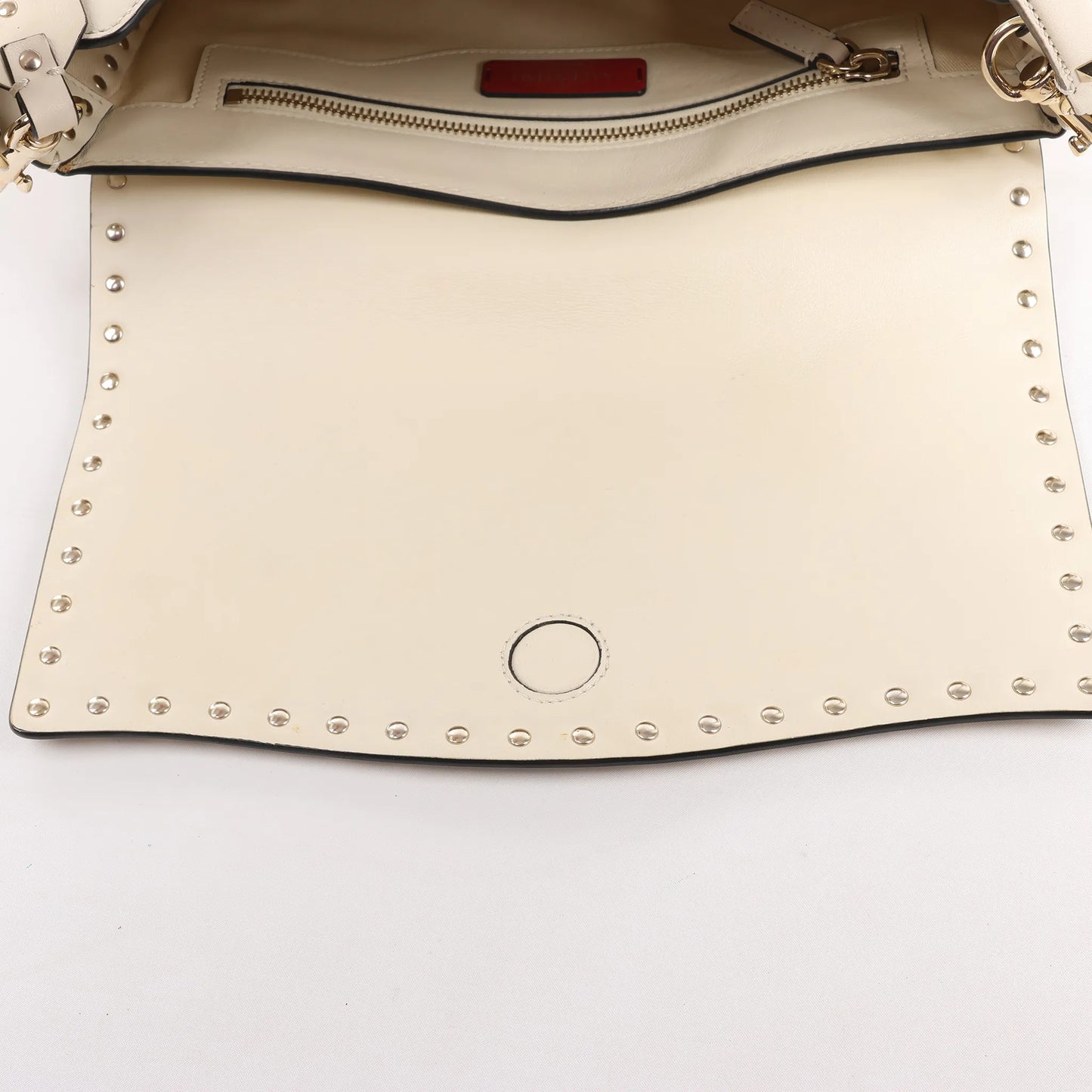 Valentino Garavani Rockstud Leather 2Way Handbag in Beige