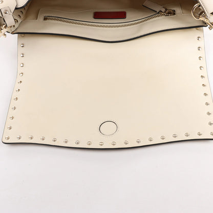 Valentino Garavani Rockstud Leather 2Way Handbag in Beige