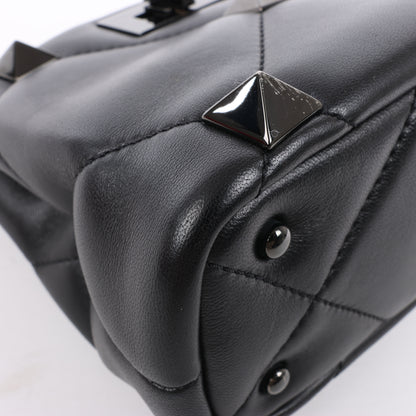 Valentino Garavani Roman Studs Leather 3-way Shoulder Bag in Black