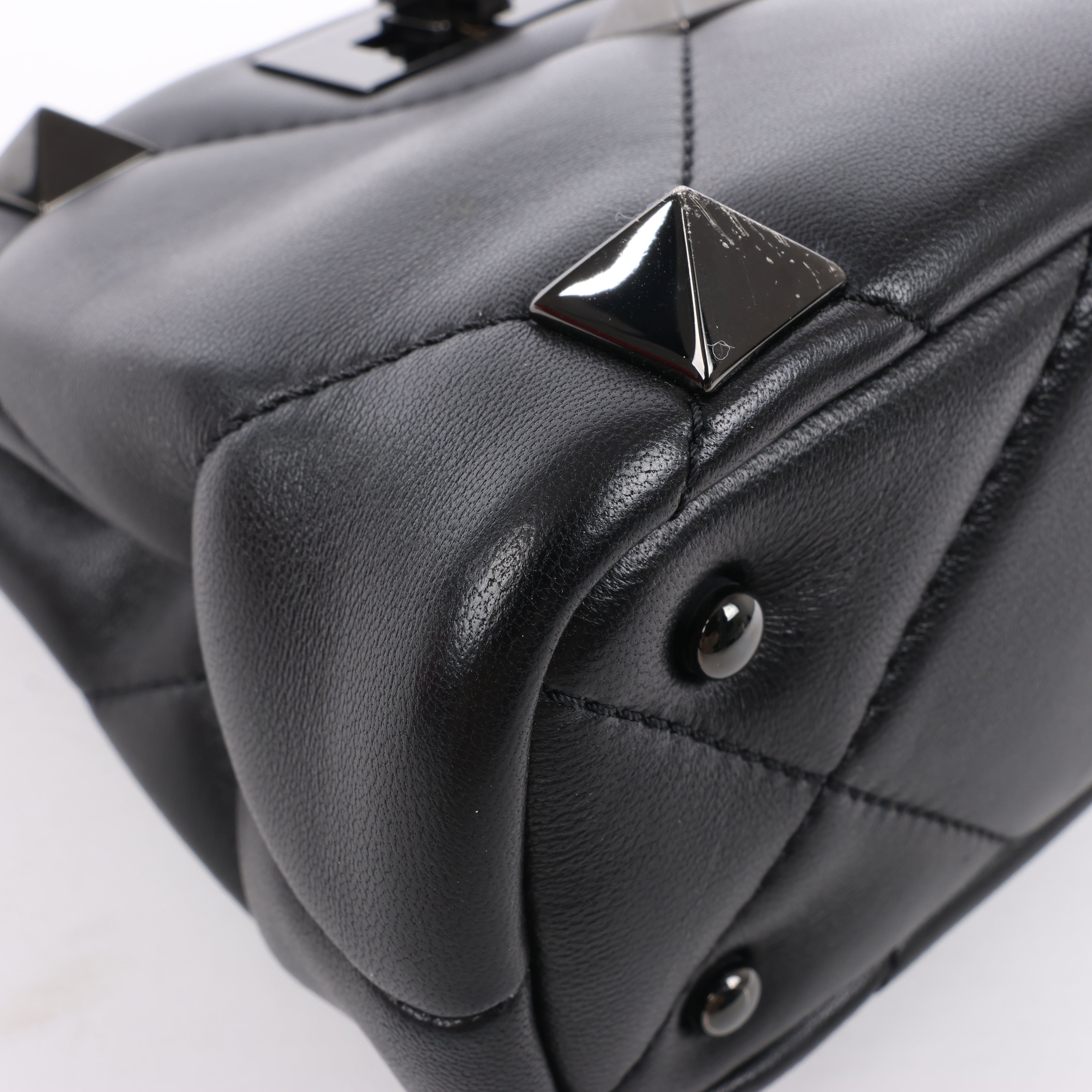 Valentino Garavani Roman Studs Leather 3-way Shoulder Bag in Black