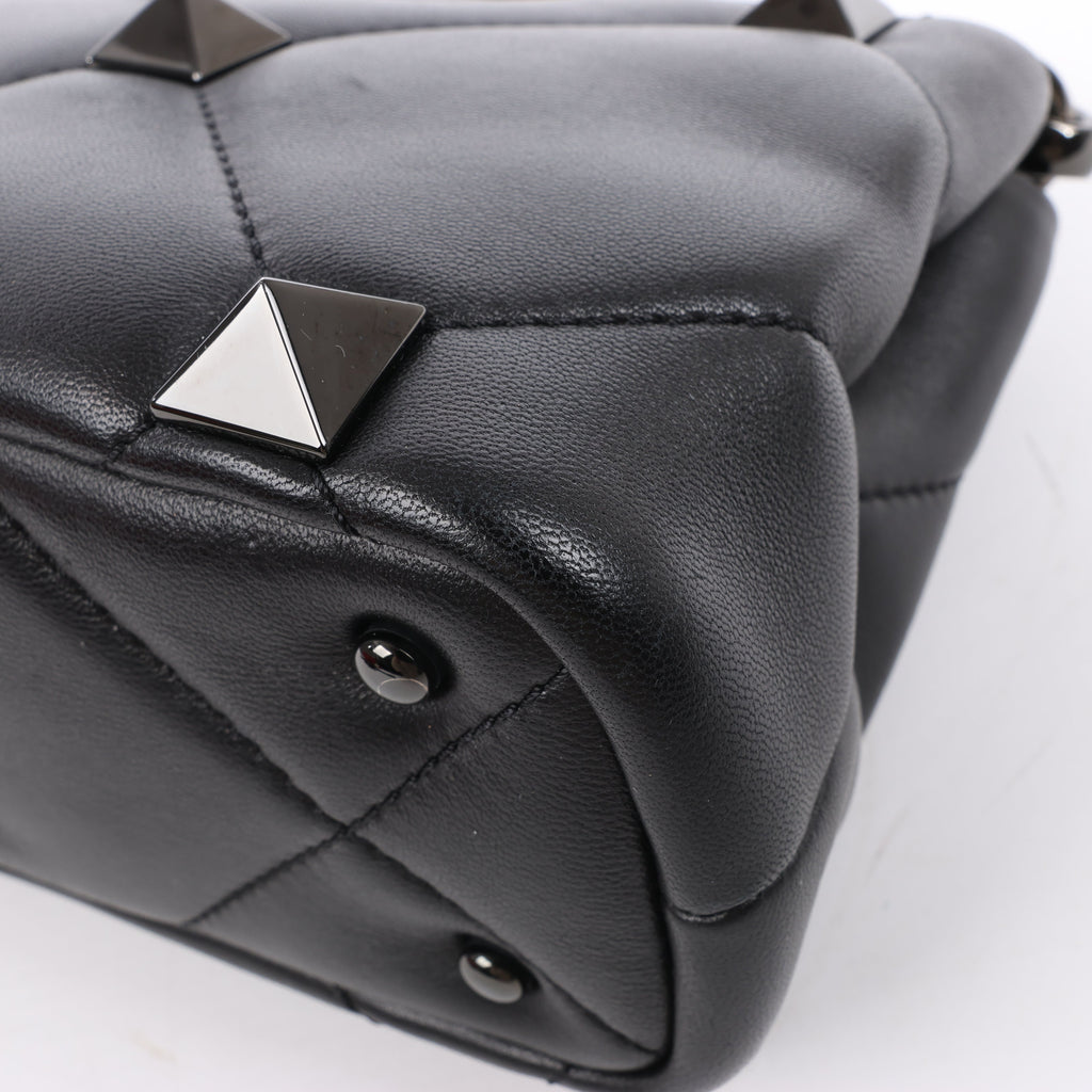 Valentino Garavani Roman Studs Leather 3-way Shoulder Bag in Black