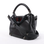 Valentino Garavani Roman Studs Leather 3-way Shoulder Bag in Black