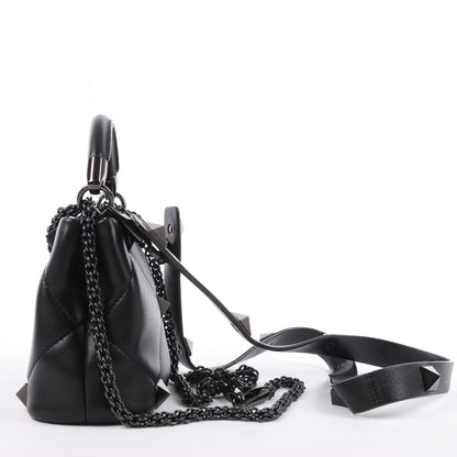 Valentino Garavani Roman Studs Leather 3-way Shoulder Bag in Black