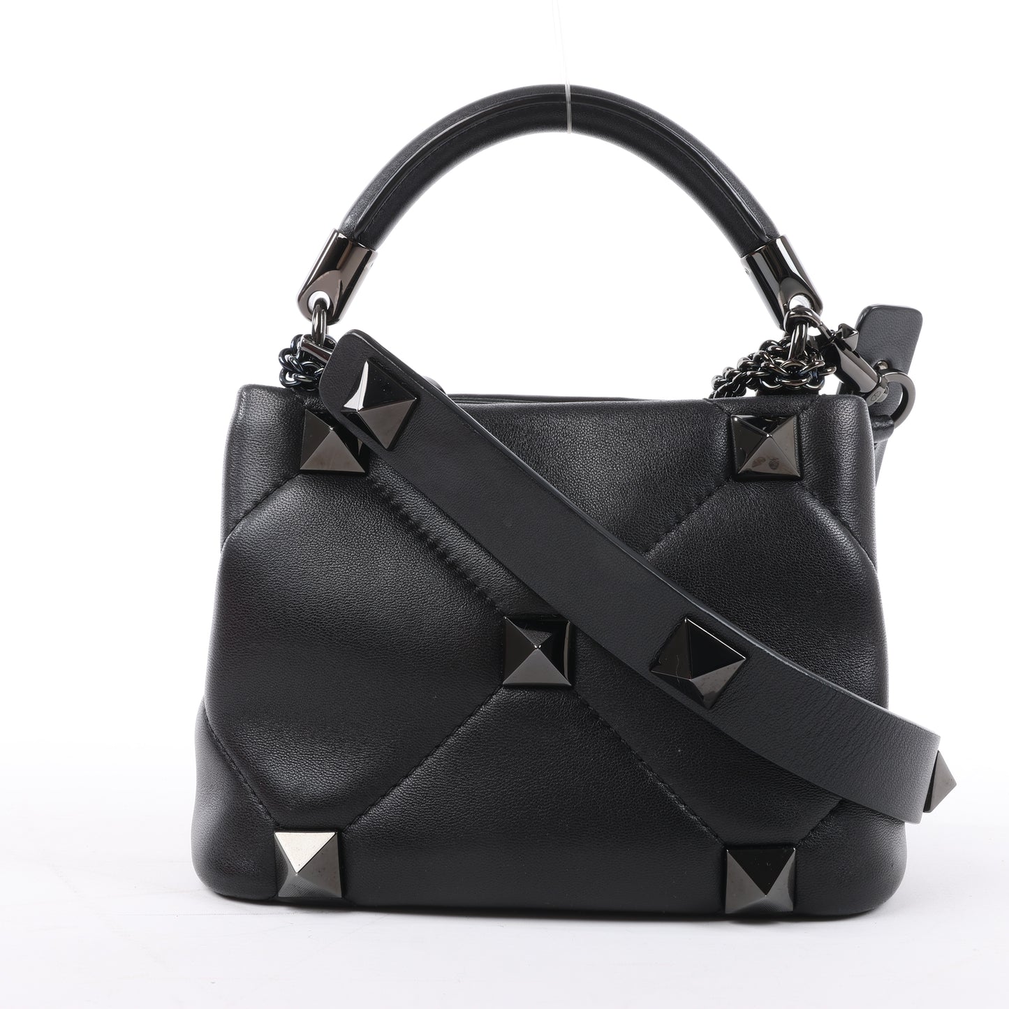 Valentino Garavani Roman Studs Leather 3-way Shoulder Bag in Black