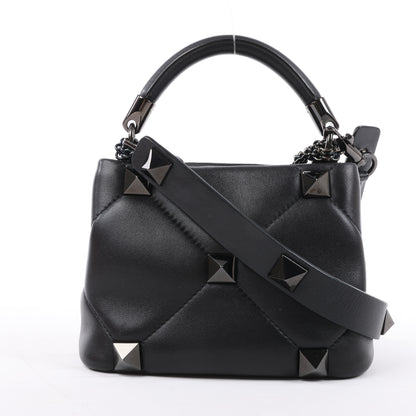 Valentino Garavani Roman Studs Leather 3-way Shoulder Bag in Black