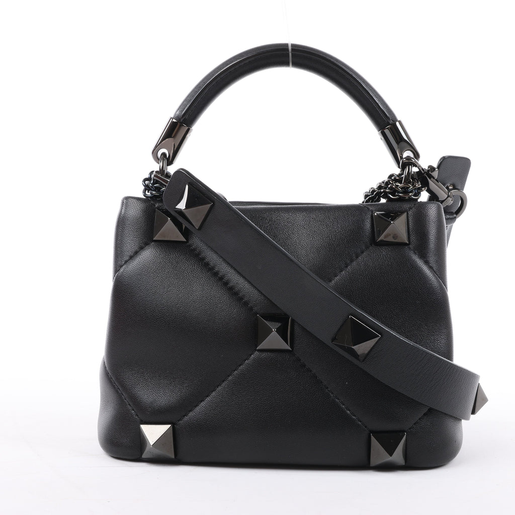 Valentino Garavani Roman Studs Leather 3-way Shoulder Bag in Black