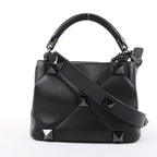 Valentino Garavani Roman Studs Leather 3-way Shoulder Bag in Black