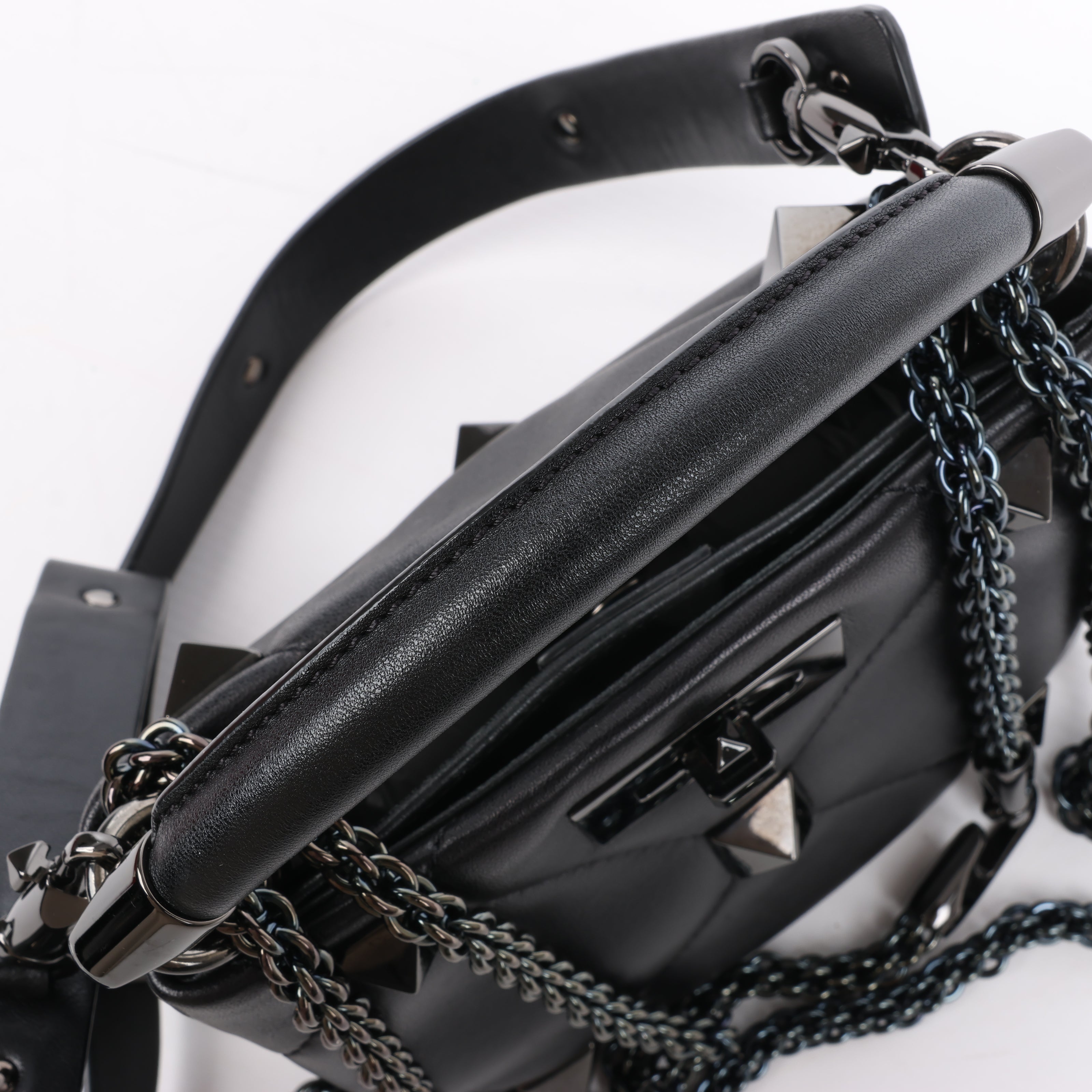 Valentino Garavani Roman Studs Leather 3-way Shoulder Bag in Black