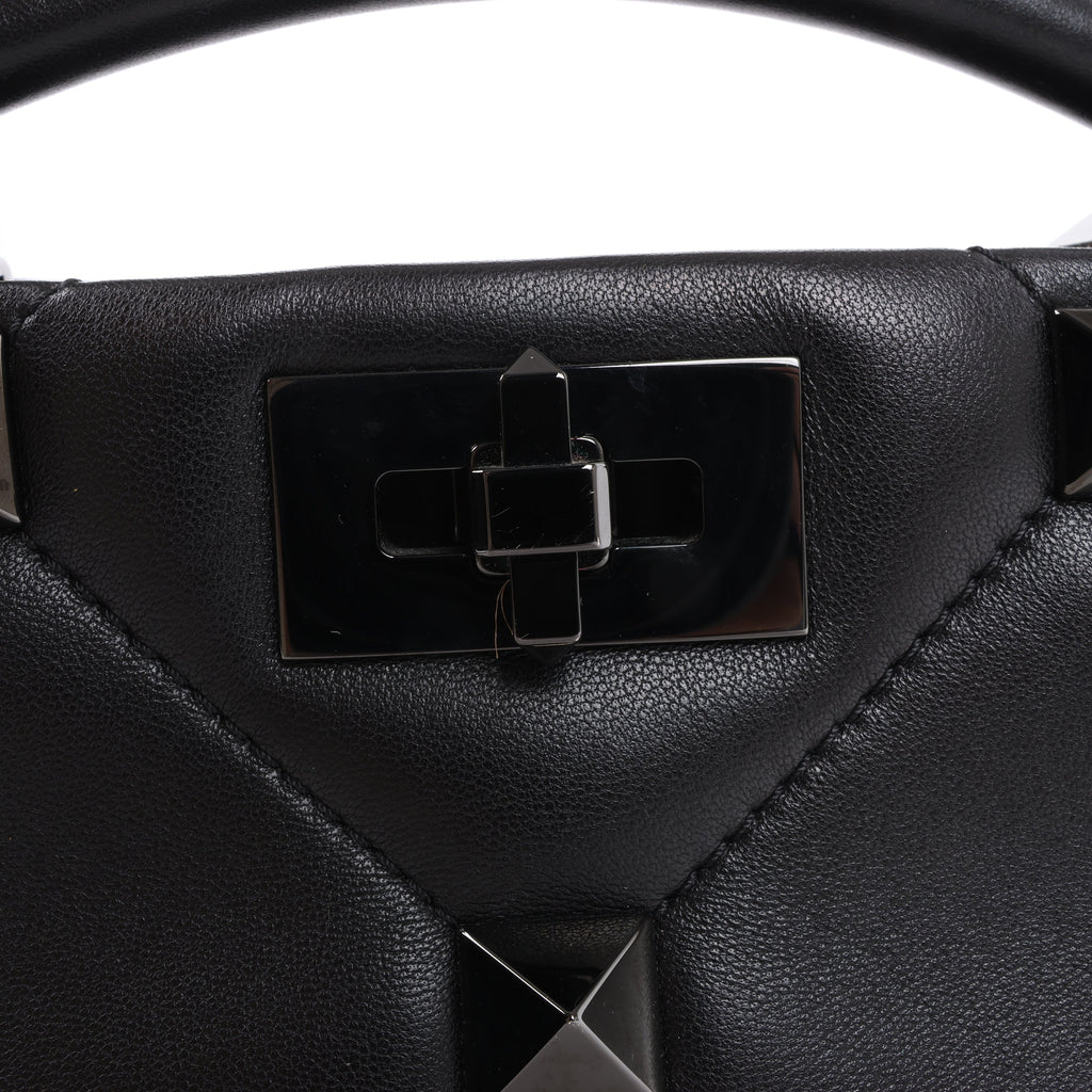 Valentino Garavani Roman Studs Leather 3-way Shoulder Bag in Black