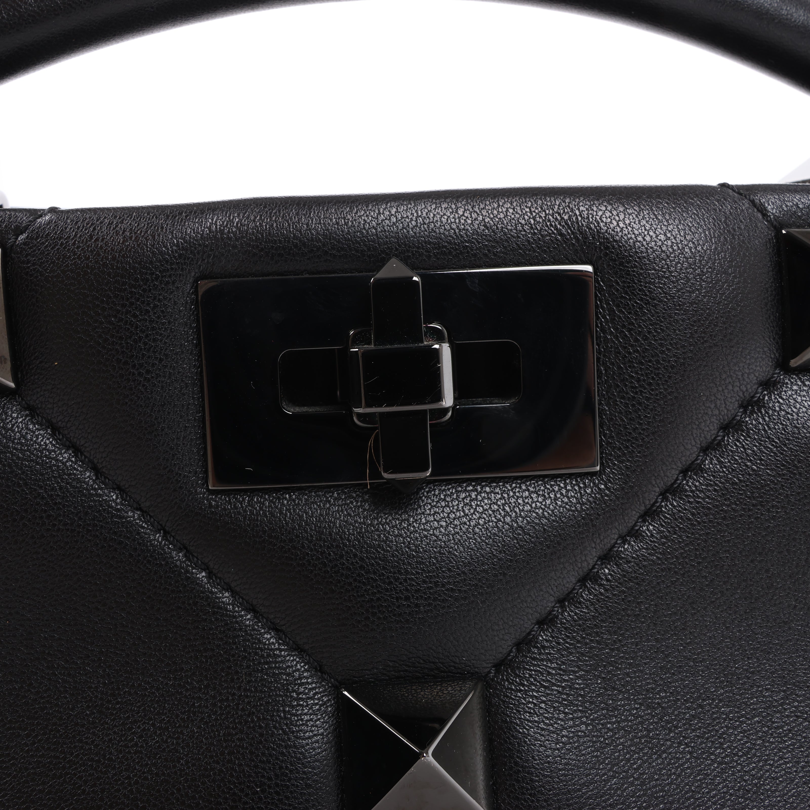 Valentino Garavani Roman Studs Leather 3-way Shoulder Bag in Black