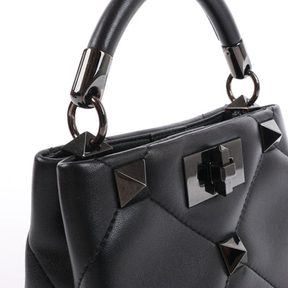 Valentino Garavani Roman Studs Leather 3-way Shoulder Bag in Black