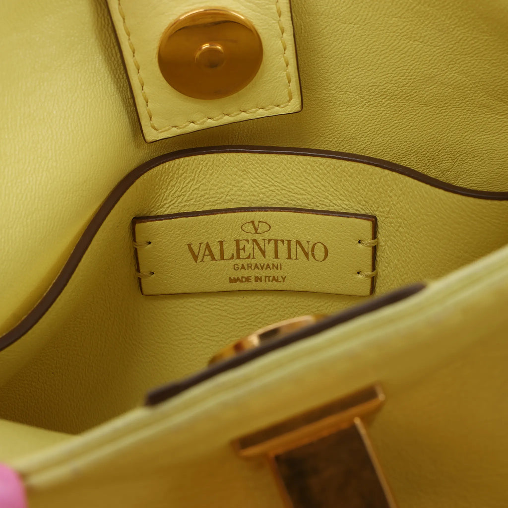 Valentino Garavani Roman Studs Leather 2Way Handbag in Yellow