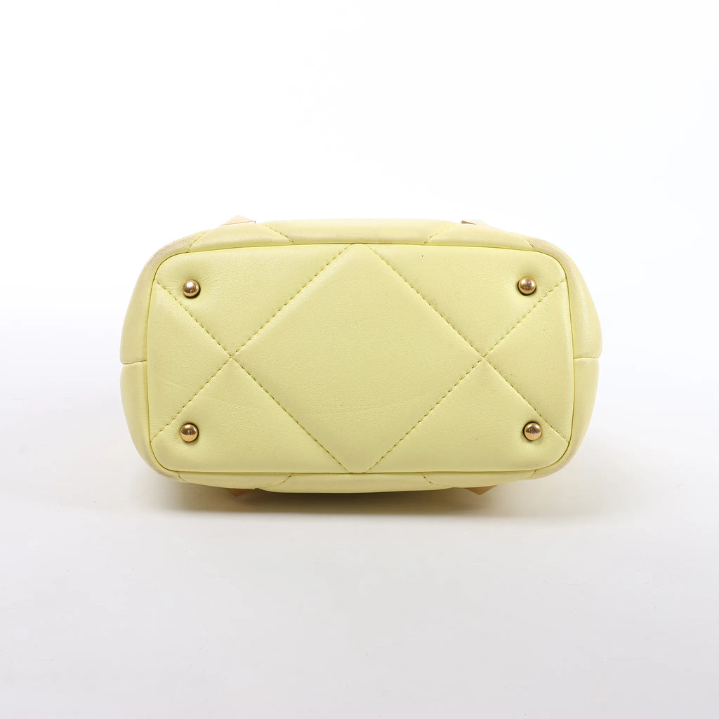 Valentino Garavani Roman Studs Leather 2Way Handbag in Yellow