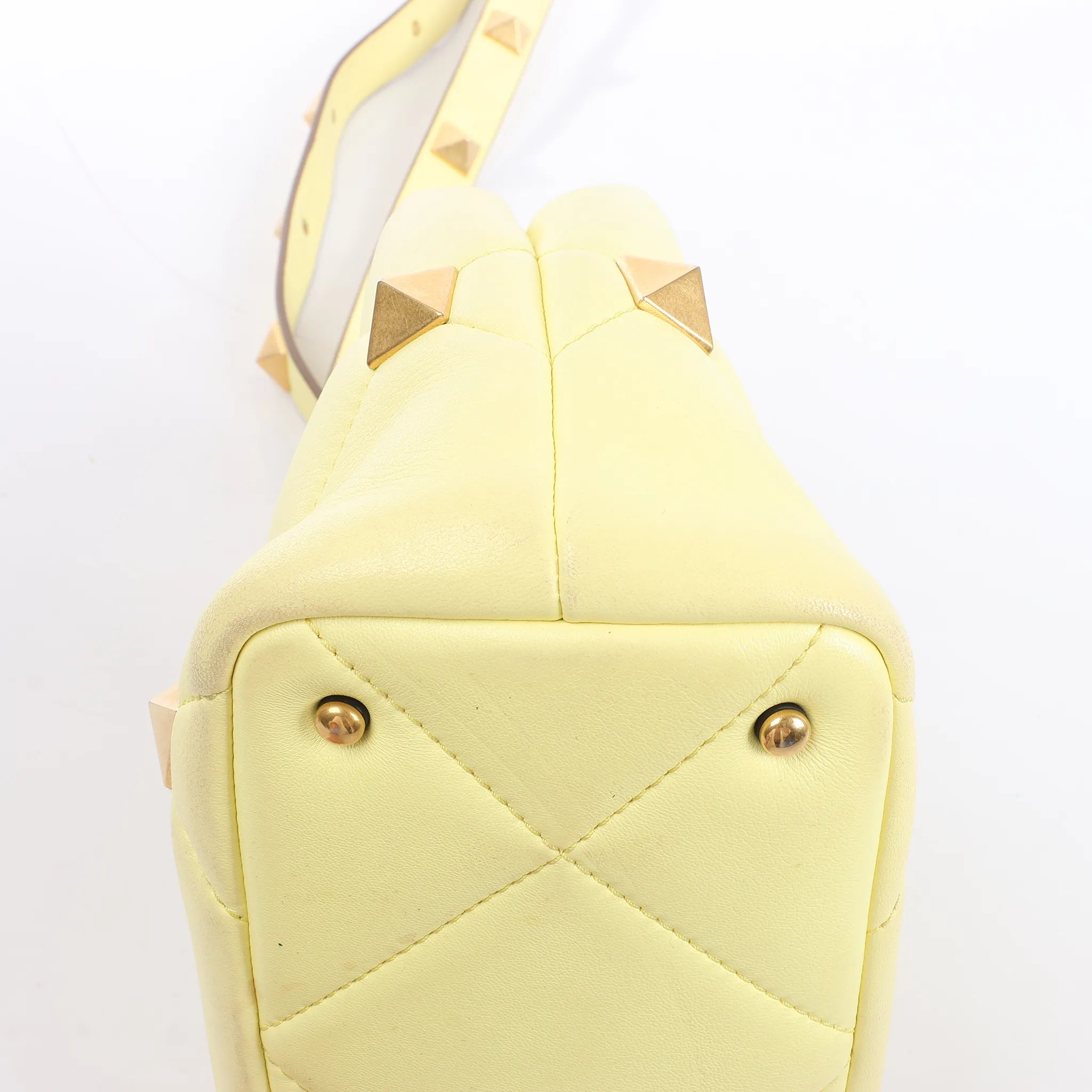 Valentino Garavani Roman Studs Leather 2Way Handbag in Yellow