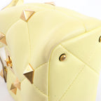 Valentino Garavani Roman Studs Leather 2Way Handbag in Yellow