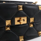 Valentino Garavani Roman Studs Leather 2Way Handbag in Black