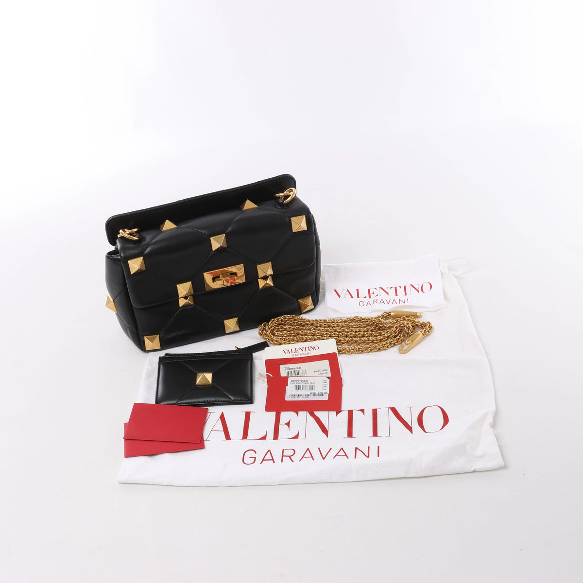 Valentino Garavani Roman Studs Leather 2Way Handbag in Black