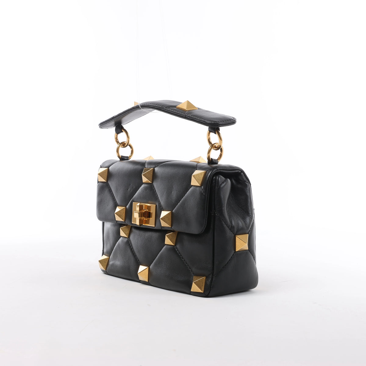 Valentino Garavani Roman Studs Leather 2Way Handbag in Black
