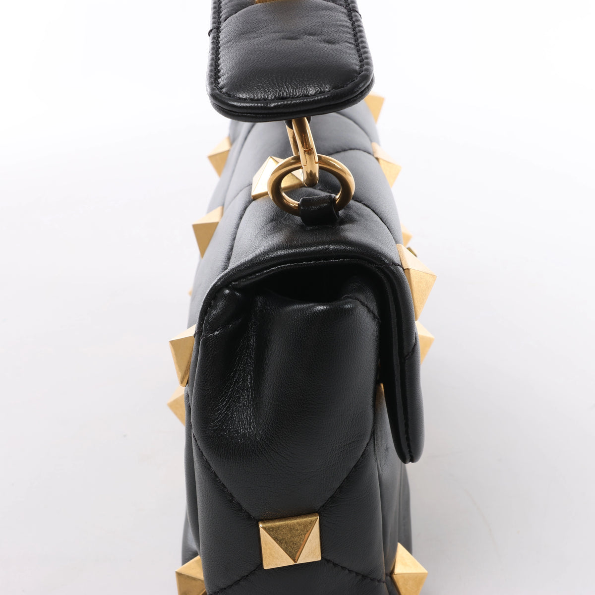 Valentino Garavani Roman Studs Leather 2Way Handbag in Black