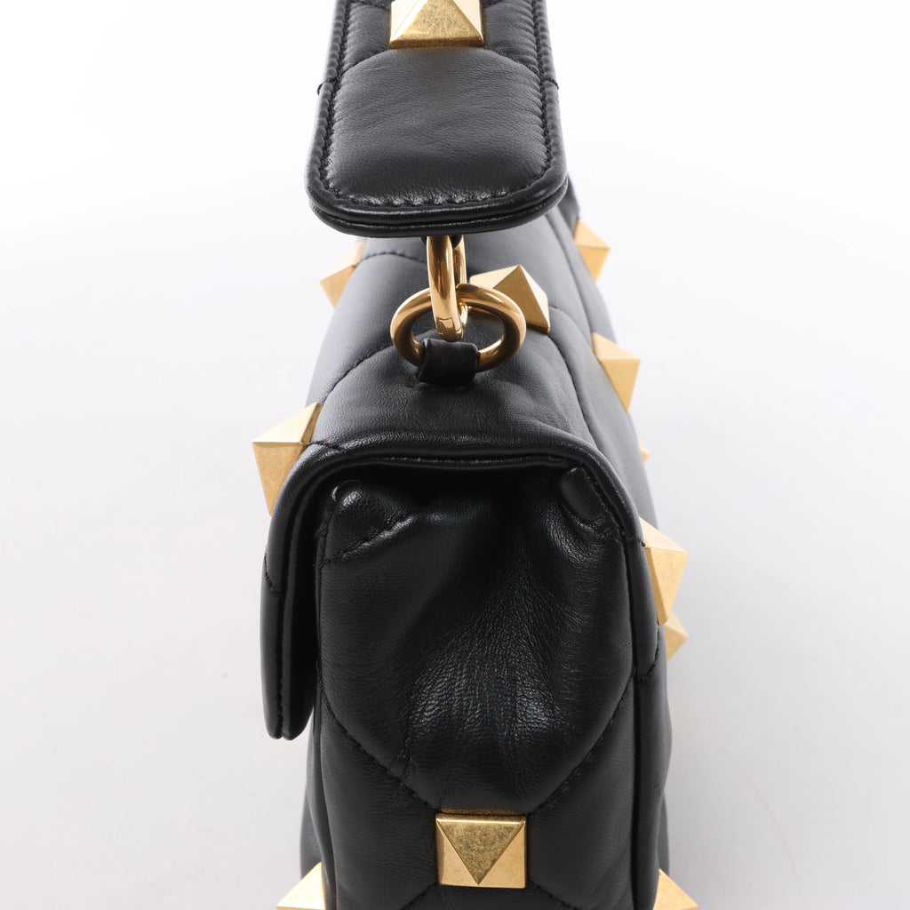 Valentino Garavani Roman Studs Leather 2Way Handbag in Black