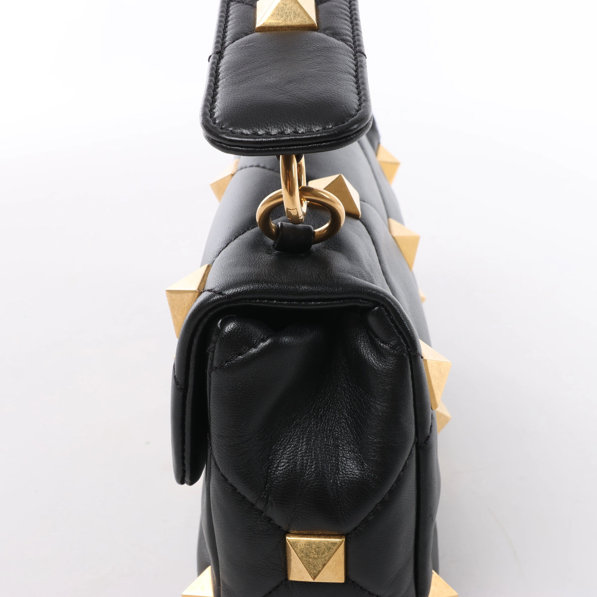 Valentino Garavani Roman Studs Leather 2Way Handbag in Black