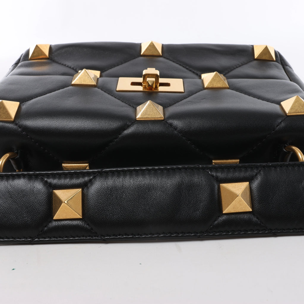 Valentino Garavani Roman Studs Leather 2Way Handbag in Black