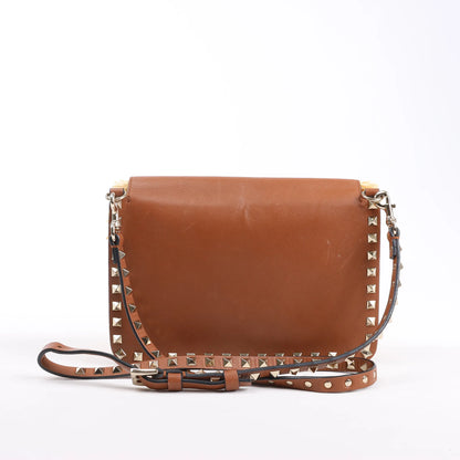 Valentino Garavani Straws x Leather Shoulder bag Beige x Brown