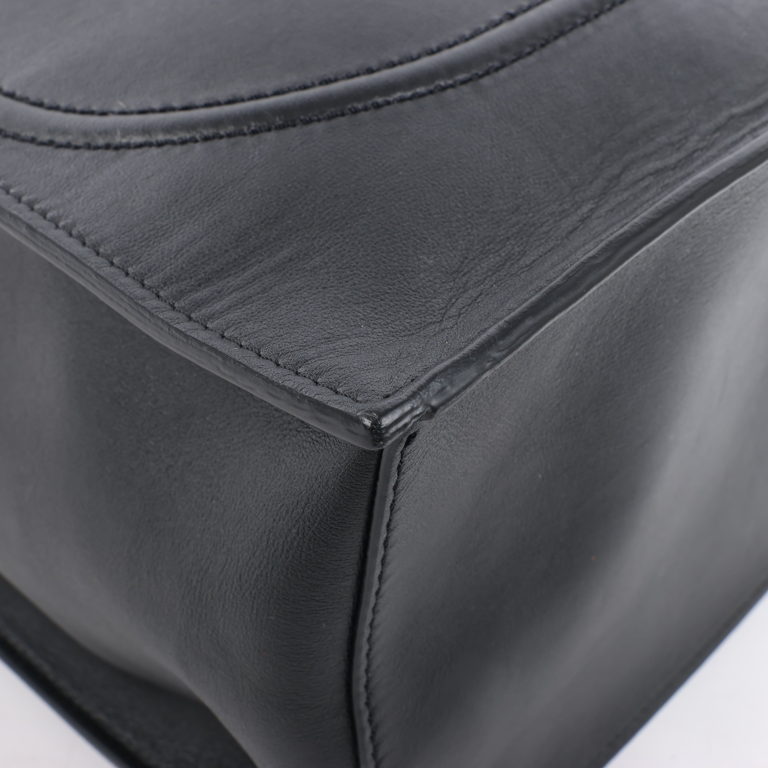 Valentino Garavani V Logo Leather 2Way Handbag in Black