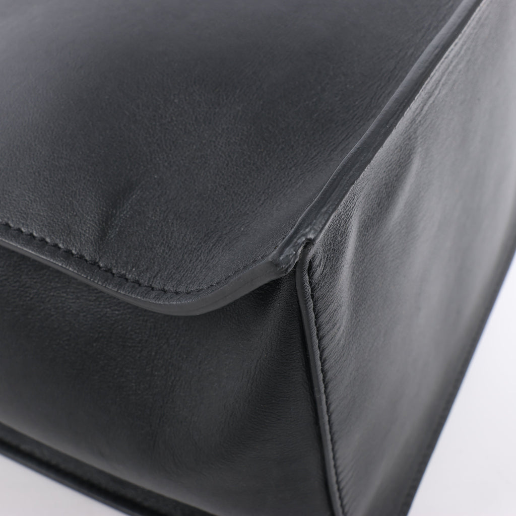 Valentino Garavani V Logo Leather 2Way Handbag in Black
