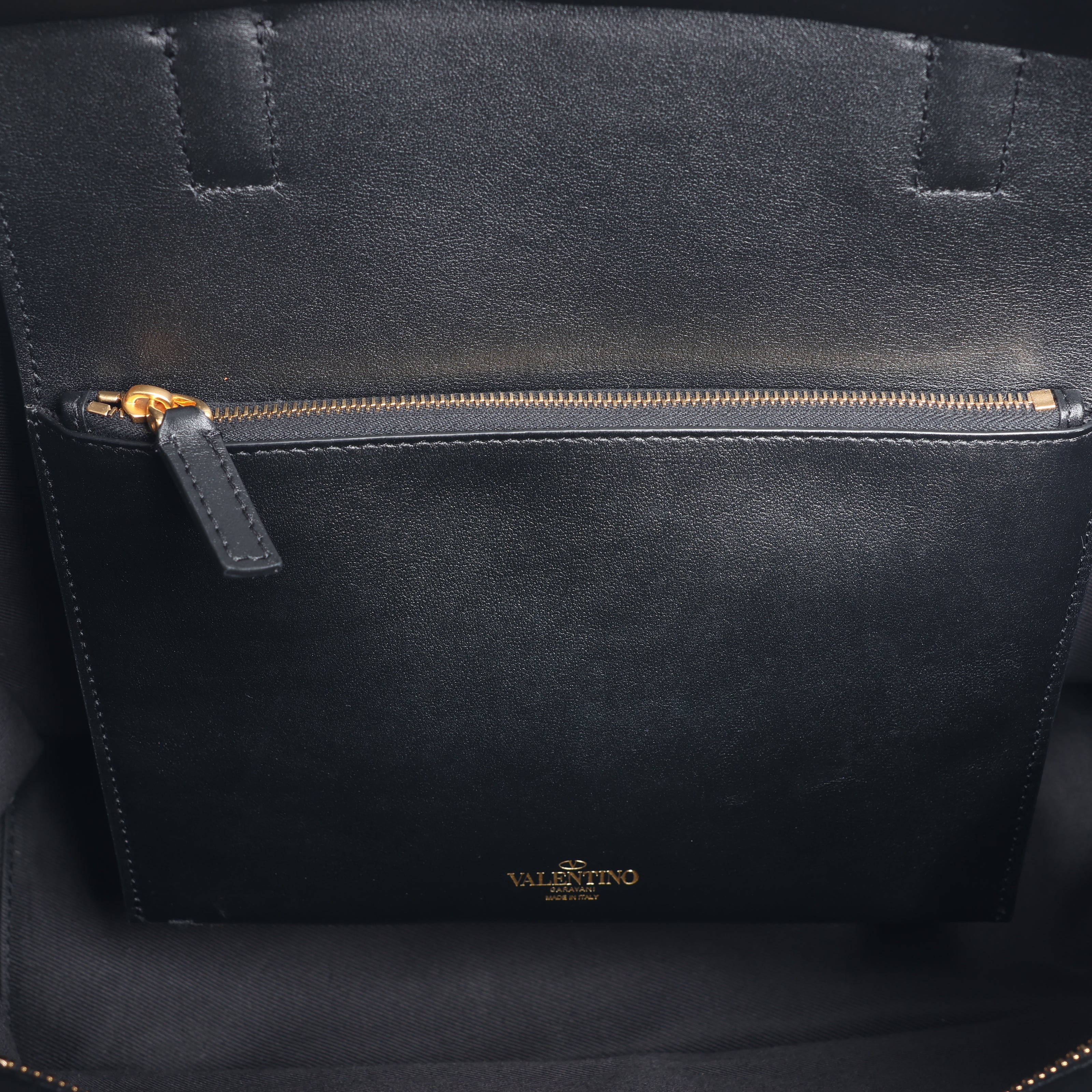 Valentino Garavani V Logo Leather 2Way Handbag in Black