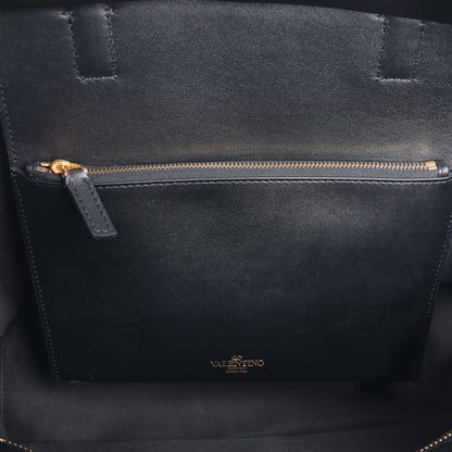 Valentino Garavani V Logo Leather 2Way Handbag in Black