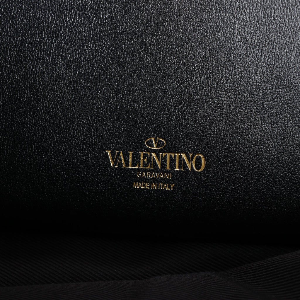 Valentino Garavani V Logo Leather 2Way Handbag in Black