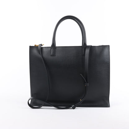 Valentino Garavani V Logo Leather 2Way Handbag in Black