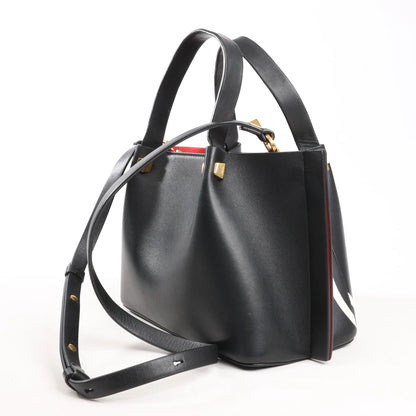 Valentino Garavani VLogo Leather 2Way Shoulder Bag in Black