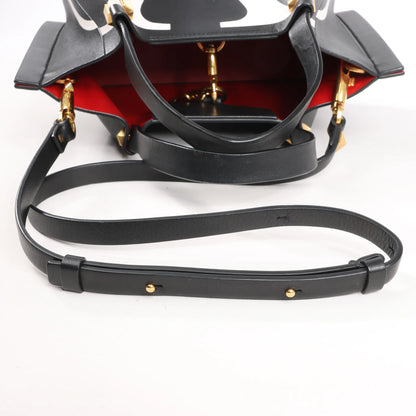 Valentino Garavani VLogo Leather 2Way Shoulder Bag in Black