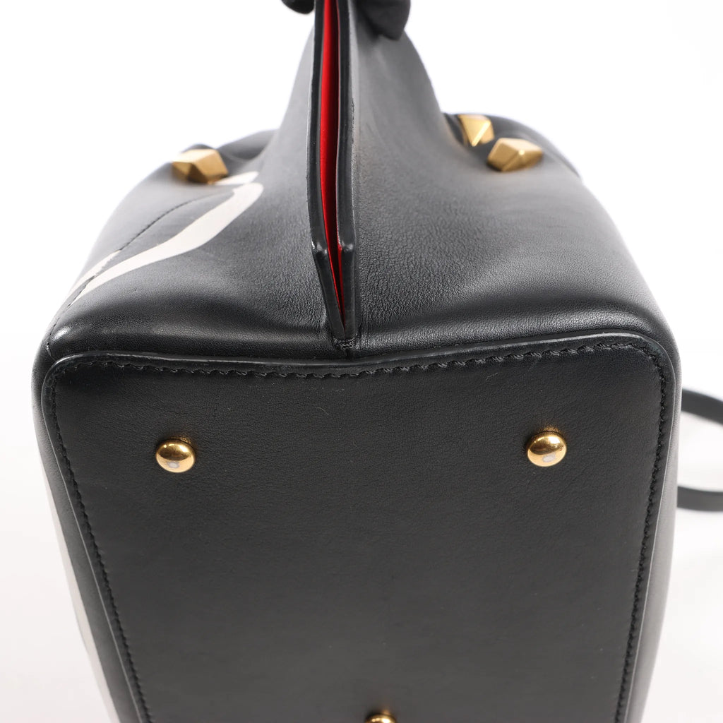 Valentino Garavani VLogo Leather 2Way Shoulder Bag in Black
