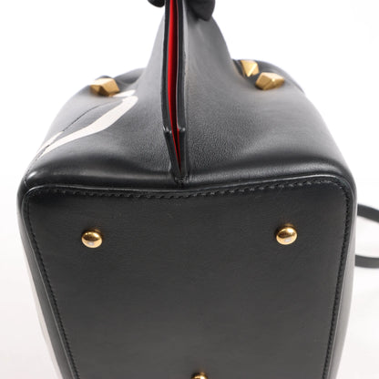 Valentino Garavani VLogo Leather 2Way Shoulder Bag in Black