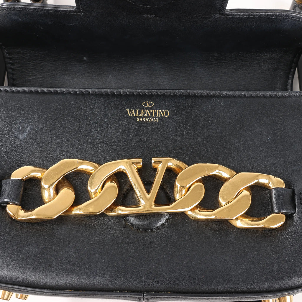 Valentino Garavani VLogo Leather Shoulder bag in Black