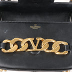 Valentino Garavani VLogo Leather Shoulder bag in Black