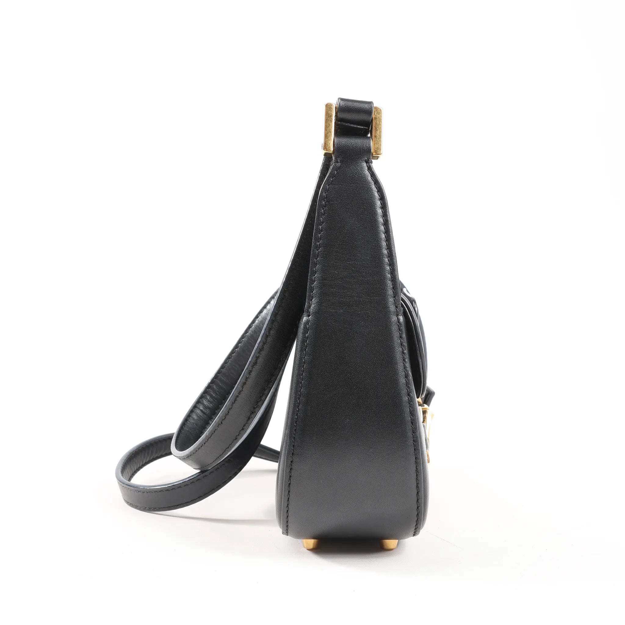 Valentino Garavani VLogo Leather Shoulder bag in Black