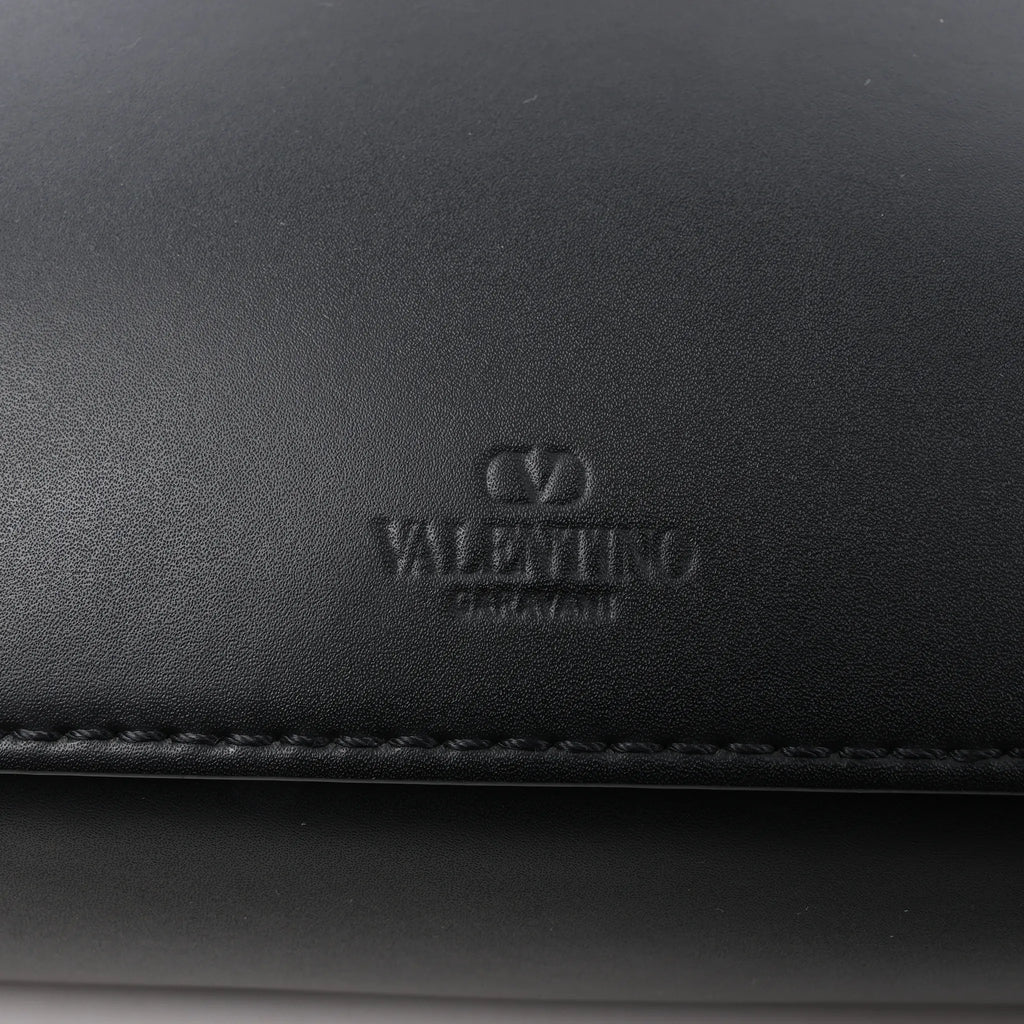 Valentino Garavani VLTN Leather Shoulder Bag in Black