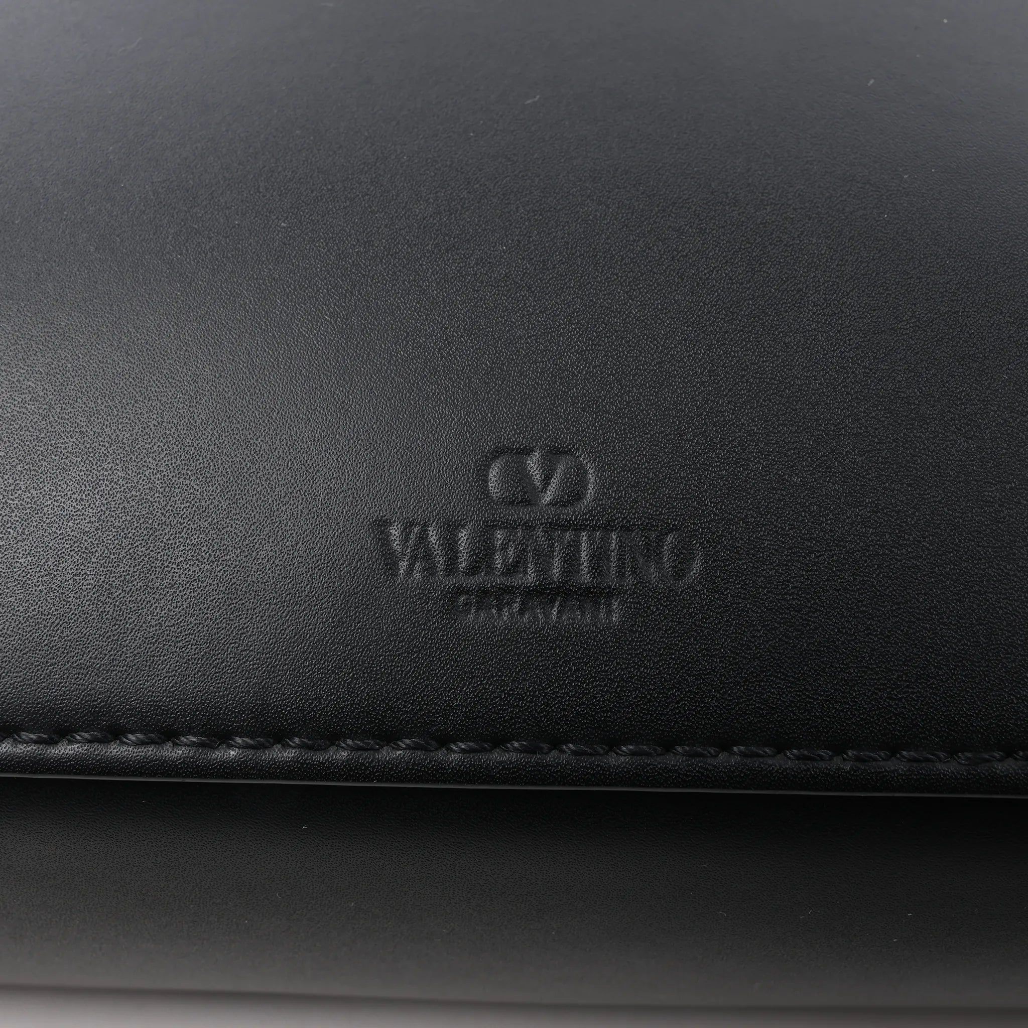 Valentino Garavani VLTN Leather Shoulder Bag in Black