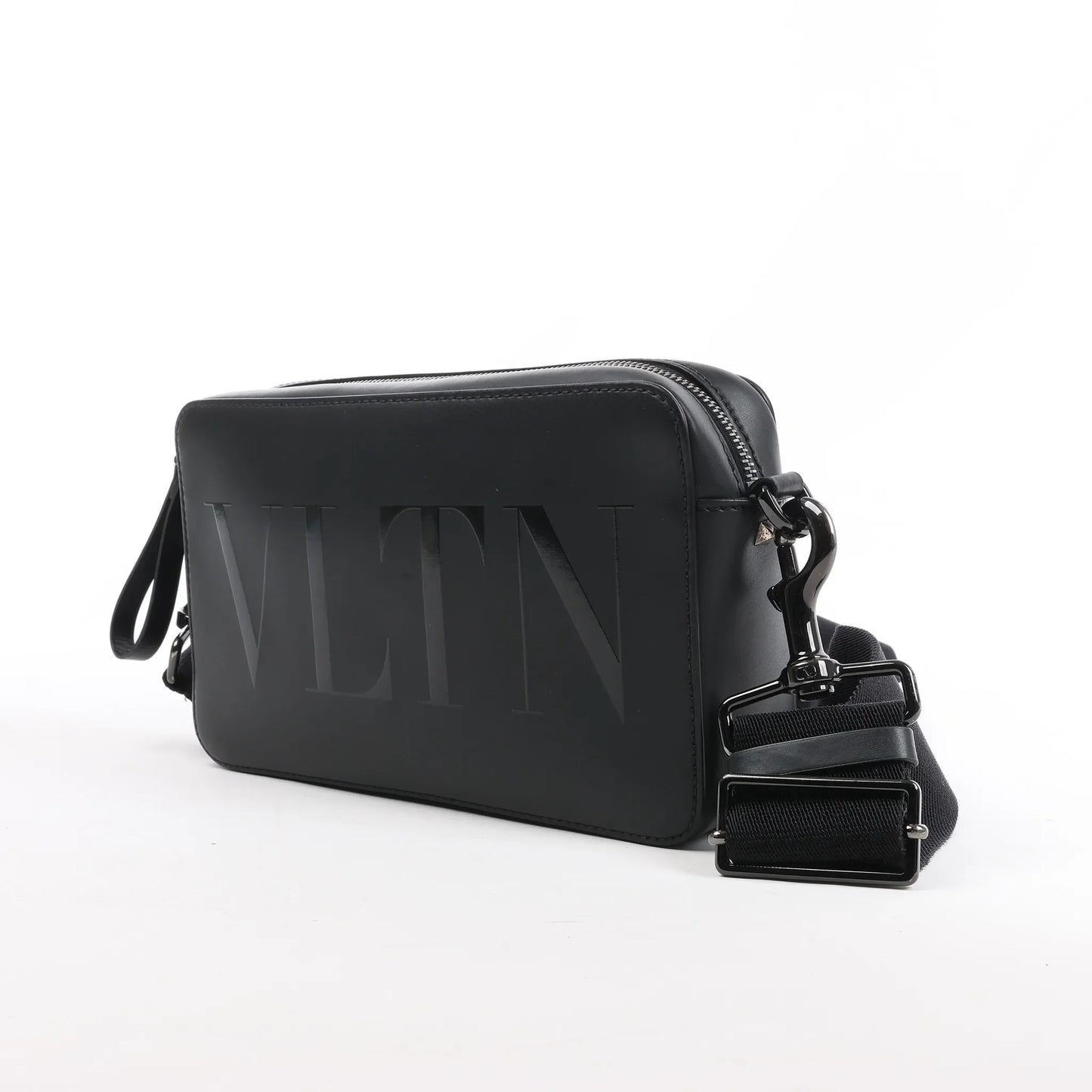 Valentino Garavani VLTN Leather Shoulder Bag in Black