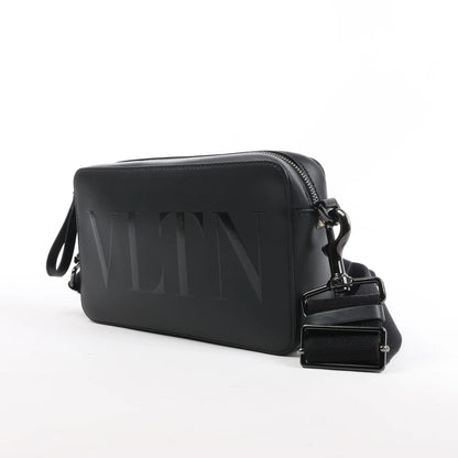 Valentino Garavani VLTN Leather Shoulder Bag in Black