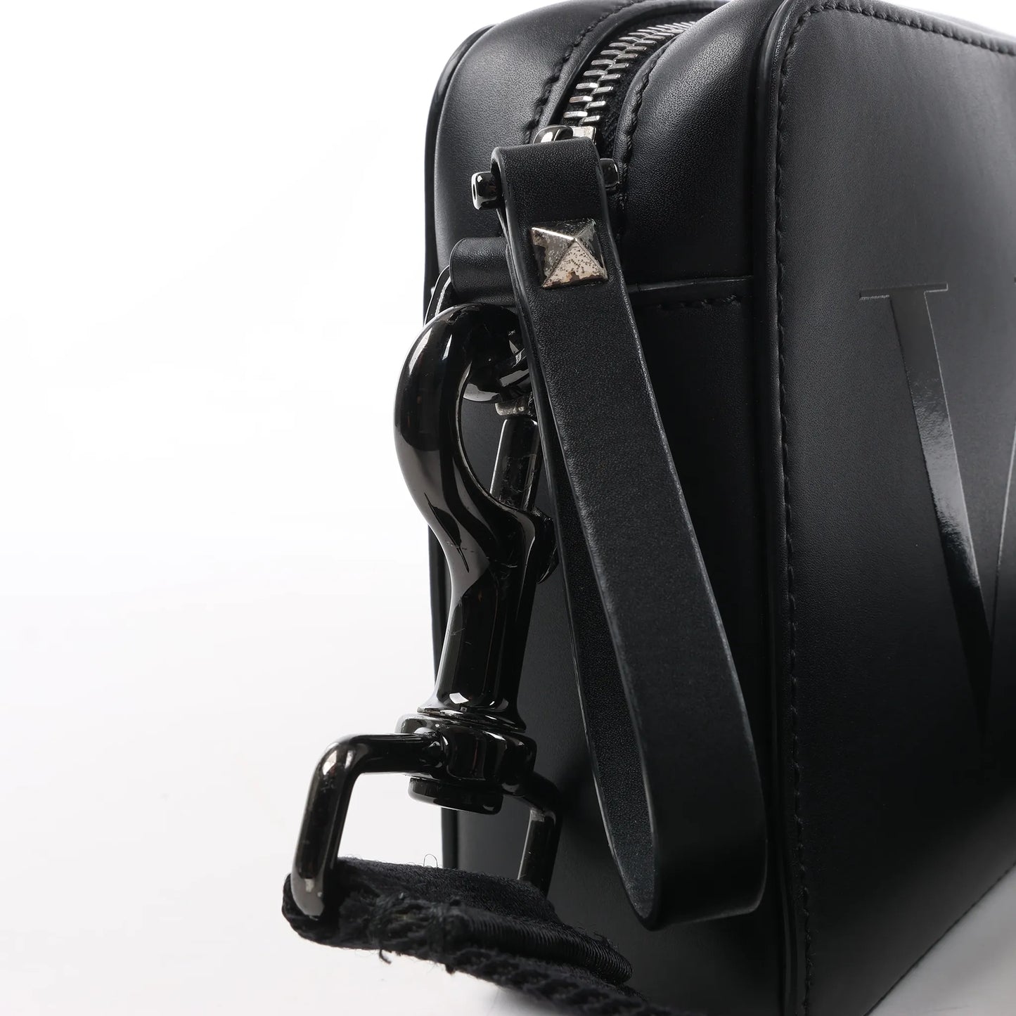 Valentino Garavani VLTN Leather Shoulder Bag in Black