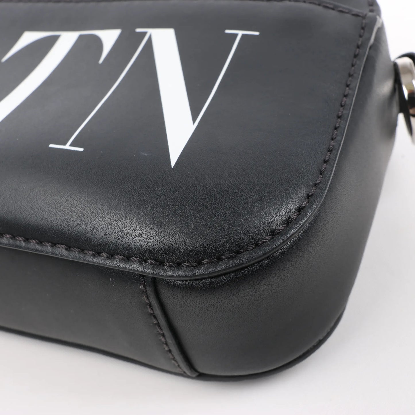 Valentino Garavani VLTN Leather Shoulder Bag in Black