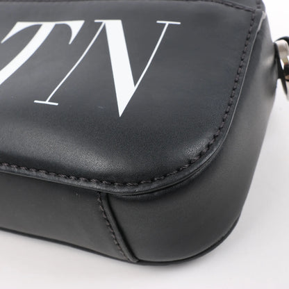 Valentino Garavani VLTN Leather Shoulder Bag in Black