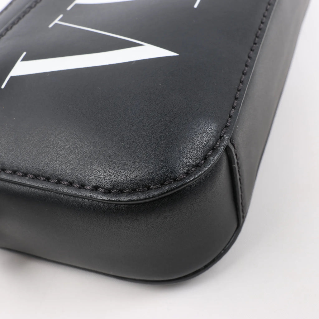 Valentino Garavani VLTN Leather Shoulder Bag in Black
