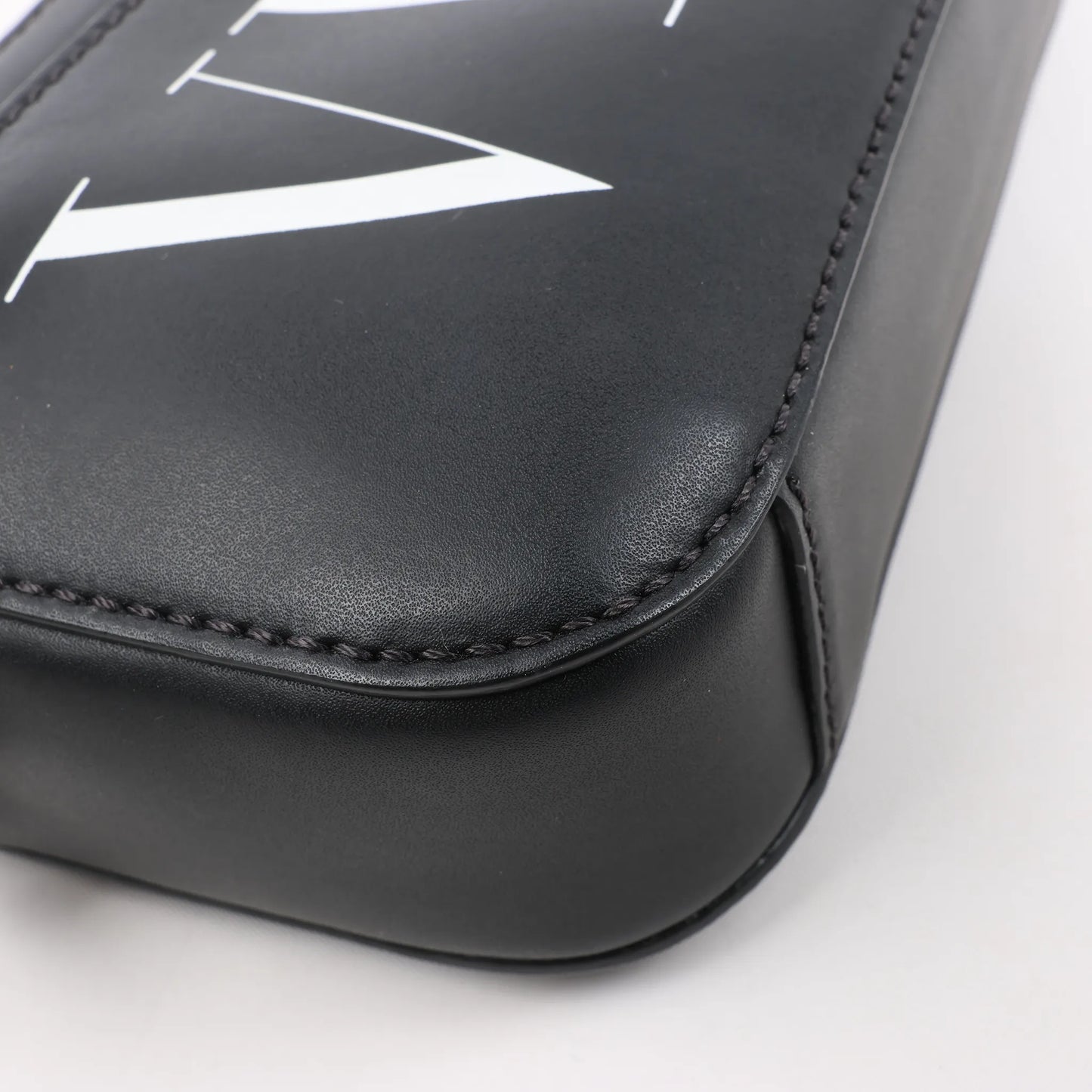 Valentino Garavani VLTN Leather Shoulder Bag in Black